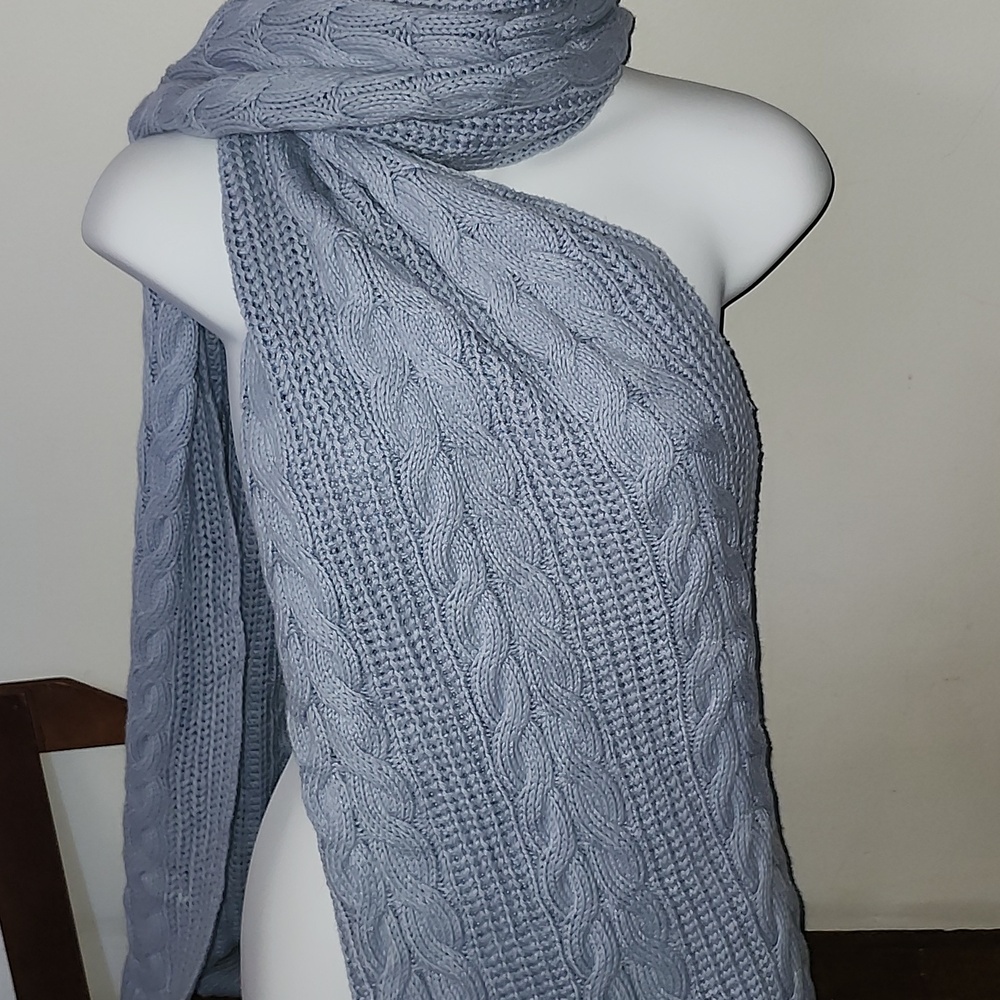 Haven Well Within Chunky Cable Knit Scarf Light Blue